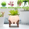 Garden Decorations Smiling Plant Pot Resin Succulent Planter With Drainage Hole Cute Pots Creative Sit Rocking Chair For