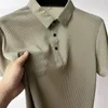 Homens camisetas Homens Malha Tee Leve Respirável T-shirt Verão Lapela Suave Camisa De Seda De Gelo Para Desgaste Solto Comutar