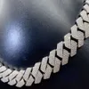Benutzerdefinierte 18 mm dreireihige Hip Hop Ice Out Mossanit Halskette Sterling Silber VVS Moissanit Link kubanische Kette für Frauen