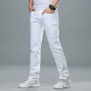 Estilo clássico dos homens Regular Fit Jeans Branco Busin Smart Fi Denim Advanced Stretch Cott Calças Masculinas Marca Calças O5nc #