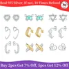 Studörhängen 925 Sterling Silver Geometry Simple For Women Hexagram Star Moon Ear Studs Fine Evening Party Jewelry Gifts