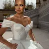 aviana Simple Satin Wedding Dr For Bride 2023 Off The Shoulder Sweetheart Collar Lace Up Back Shinning Bridal Gown s3DK#