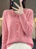 new Cardigans For Women 100% Merino Wool Sweater O-Neck Hollow Lg Sleeve Cmere Knitwear Female Clothes Y2K Fi Top R8VX#