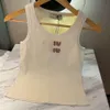 2024SS Women Vest Designer tanktops dames mode -strass letters vesten slank ronde nek mouwloze breierkleding twee kleuren