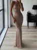 Sequin Party Dr Vrouwen Sexy Schede Sleevel Diamd Maxi Vrouwelijke Avondjurk 2024 Slanke Heup Pakket Lg Lady Club Gewaad 98an #