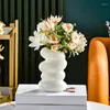 Vases en plastique Vase en spirale Creative Arrangement de fleurs Conteneur Ornement Imitation Glaze Porcelaine