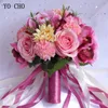 Yo Cho Bridal FR Bukiet Wedding Materiały sztuczna jedwabna róża Pey FR Wedding Bouquet Dahlia Orchid Quality Bouquets M9NZ#