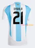 2024 Argentina Soccer Jerseys fans spelar Messis Mac Allister Dybala Martinez de Paul Maradona Home Away Capaamerica Cup National Team Men and Kids Football Shirts