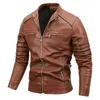 Hommes en cuir simili cuir mâle PU col montant fermeture éclair automne décontracté mince coupe-vent Chaquetas moto veste en cuir hommes hiver polaire tactique manteau 240330