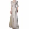 Elegant halvhylsa prom Evening Dr Sexig bälte Slim midja V-ringning Satin skarvad paljettbollklänning Sparkles Robe Soire de Mariage C7ue#