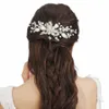 結婚式の髪の毛fr真珠女性のための髪のコーム花嫁合金葉ブライダルサイドヘアバンドfiヘアバンドP08b＃