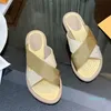 Designer Women Sandals Cross Belt Flat Slipper Fashion Embossed Summer Low Heel Slippers Slides Flip Flops Sandals Size 34-41