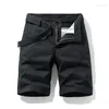 Men's Shorts 2024 Workwear Summer Waist Belt Cotton Middle Pants Outdoor Loose Straight Casual All-Match