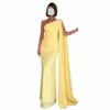 Thinyfull sirène jaune mousseline de soie bal Dres une épaule Specail fête femmes robes de bal Lg arabe soirée formelle Dr t158 #