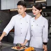Mens Hotel Şef Üniforma Mutfak Yemek Ceket LG Kollu Yemek Servisi Restoran Cook Coat Bakery Cafe Garson İş Gömlek T3DR#