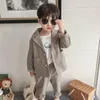 Clothing Sets Boys' Coat Pants Two-piece Suits Spring And Autumn Korea Fashion Vintage Colorful Line Plaid Treasure Suit Clothes