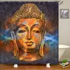 Rideaux de douche 3D Inde Bouddha Impression Rideau Polyester Tissu avec crochets Décoration de la maison Écran de salle de bain étanche