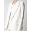 Women's Suits Women Back Both Sides Split Design Blazer Acetic Blending Single Button Cardigan Long Sleeve Female Straight Suit Coat Fall