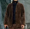 mens dolcevita streetwear giacca vintage retrò giacca di velluto a coste cappotto autunno butt allentato bomber tasche giacca cott w8km #