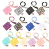 Pulsera Llavero Monedero Fiesta PU Cuero Favor Borlas Brazalete Llavero Titular de la tarjeta Bolsa de silicona Pulsera con cuentas Llaveros 1222 s