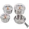 Cookware set Portable Cooking Pot Pan Set rostfritt stål Övervikt Hållbara tre lager botten universellt utmärkt med