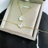 Designer Brand Van Butterfly Necklace Womens 18K Gold Plorato Mini Small White Fritillaria Ciondolo con catena di colletti