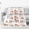 Blankets Kawaii Bubu Dudu Love Blanket Velvet Winter Bear And Panda Cute Cartoon Cozy Soft Throw For Home Outdoor Bedspread