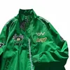 American Vintage Green Baseball Cyber Y2K Veste de base Vêtements de printemps pour Techwear Loose BF Femmes Vêtements Hommes Vêtements d'extérieur d'hiver 33mq #
