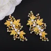 Trendy Rhineste Bridal Hair Clips for Women Sier Wedding Hair Acries Ręcznie robany Pearl Party Headpiece Gold Bride Tiary 03cw#