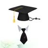 Dog Apparel 2pcs Graduation Cap Collar Set Small Funny Grad Costume Hat Suit Party Supplies Po Prop With Tassel For Holiday Festival (