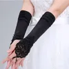 Tache Flapper Gants Noir Perlé Fingerl Coude Longueur Soirée Opéra Parti Gants Tulle Dames Sheer Q3I5 #