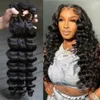 Tissage en lot brésilien naturel Remy Loose Wave, couleur naturelle, Extensions de cheveux ondulés, 28 30 32 34 40 pouces