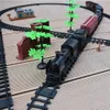 Electric Smoke Simulation Classical Steam Train Track Toy Trains Model Kids Truck for Boys Railway Railroad 240319