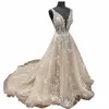 Champagne léger Boho mariage Dr 2023 dentelle Appliques Tulle Lg mariée plage robes de mariée vestido de casamento princesa s5el #