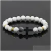 Personnalité d'identification Blanc Turquoise Roches Volcaniques Tigerss Eye Perle Bracelet Hommes Femmes Pierres Précieuses Naturelles Croix Charmes Stackabl Dhzhn