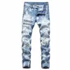 Plus Size Hommes Distred Jeans Hommes Casual Cott Slim Fit Bleu Lg Pantalon Butt Fly Ripped Jeans Zipper Cheville Hommes Denim Jeans c4lH #