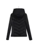 traf 2023 Winter Fi Cropped Patchwork Hooded Slim Warm Cott Coat Lg Sleeve Zipper Female Outerwear Chic Tops f5fU#