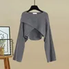 Frühlings- und Herbst -Set Womens 2023 Korean Fashion Cross gestricktes Pullover Alter Reduzierende Schleuderkleid zweiteilige 240323