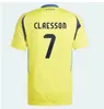 2024 Suécia Ibrahimovic Futebol Jerseys National Team Player Versão 24 25 Forsberg Jansson EKDAL Kulusevski Camisas de Futebol Homens Definir Kit Infantil Uniforme