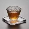 Tea Trays Square Glass Teacup Mat Thickening Transparent Wave Heat Insulation Set Small Saucer Simple Household Teaware