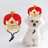 Cão vestuário chapéu adorável animal de estimação rei coroa para cães tamanho ajustável macio headwear cosplay bonito prop suprimentos novidade