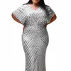 plus Size Dres Elegant Wedding Dinner Formal Clothing New Simple Design Solid Sequin Lg Evening Party Dr Woman Clothing E0Do#