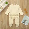 Citgeett Spring Autumn Solid 5 Colors Born One One Footies Pajamas Infant Long Sleeve Round Dound Chull Nightclothes 240322