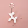 Cartoon Balloon Dog Keychain Colorful Soft Rubber PVC härliga nyckelringar för kvinnor Chain Car Key Ring Bag Pendant Jewelry LL