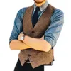 Men'S Vests Mens Suit Vest V Neck Herringbone Slim Fit Formal Green/Black/Brown Business Single-Breasted Waistcoat Groomman For Drop D Dhikr