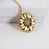 Drop Vintage Boho Sunflower Pendant Necklace Women Ethnic Double-Deck Alloy Open Engrave Letter Lover Halsband2631