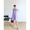 Casual Dresses 2024 Summer Loose Sling A-Line Linen Dress Women