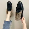 Casual Shoes Luxury 2024 Fashion Women Loafers Faux Fur Slip-on Woman Low Heels Plush Warm Boat Zapatos De Mujer