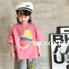 Moda infantil frutas impressas camisetas meninos algodão solto manga curta camisetas 2024 verão crianças dos desenhos animados shorts casuais z7392