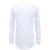 Mens T-Shirts Trends Men T Shirts Super Longline Long Sleeve Tshirt Hip Hop Arc With Curve Hem Side Zip Tops Tee Drop Delivery Apparel Dhygs